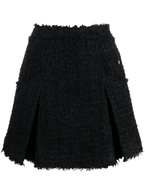 Balmain falda corta de tweed con pliegues