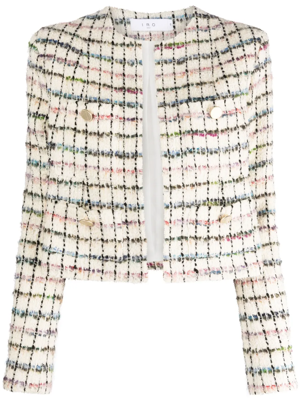 Shop Iro Cropped Tweed Jacket In White