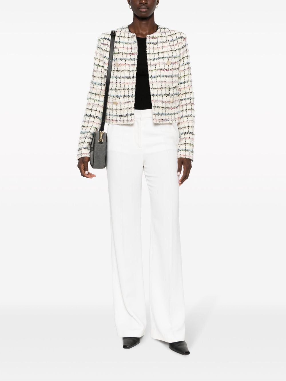 Shop Iro Cropped Tweed Jacket In White