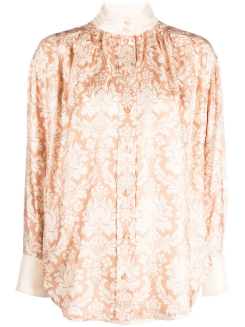 ZIMMERMANN lace-panel silk shirt