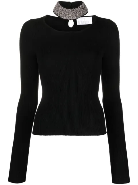 Giuseppe Di Morabito crystal-embellished ribbed-knit jumper