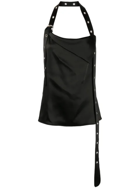 Off-White eyelet-embellished halterneck top