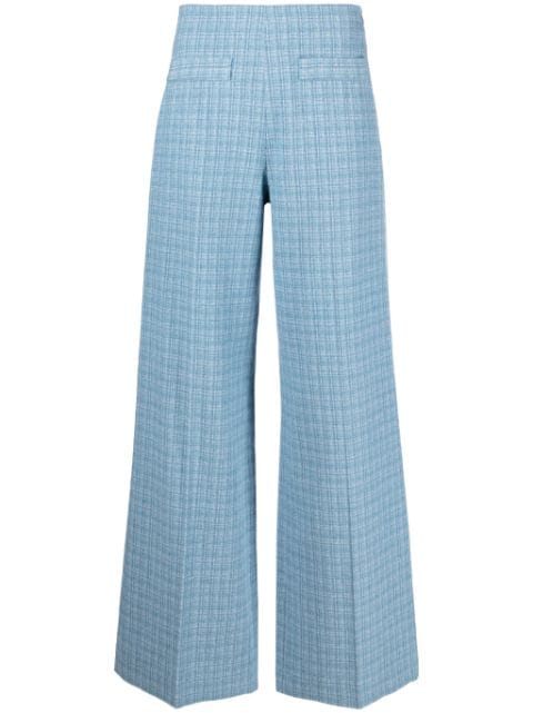 SANDRO Narsy checked wide-leg trousers