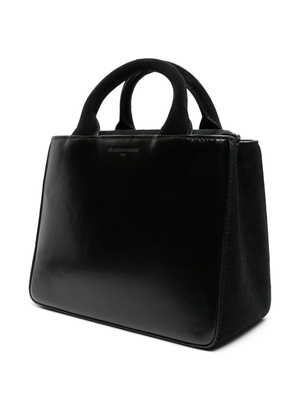 Shop Claudie Pierlot Mini Debossed-logo Leather Bag In Black