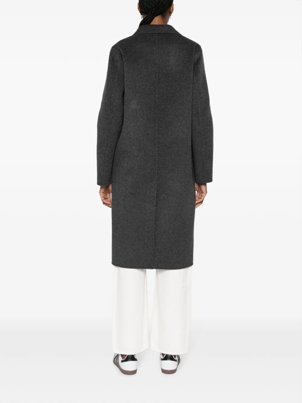 Shop Claudie Pierlot Double-breasted Felted Coat In Grey