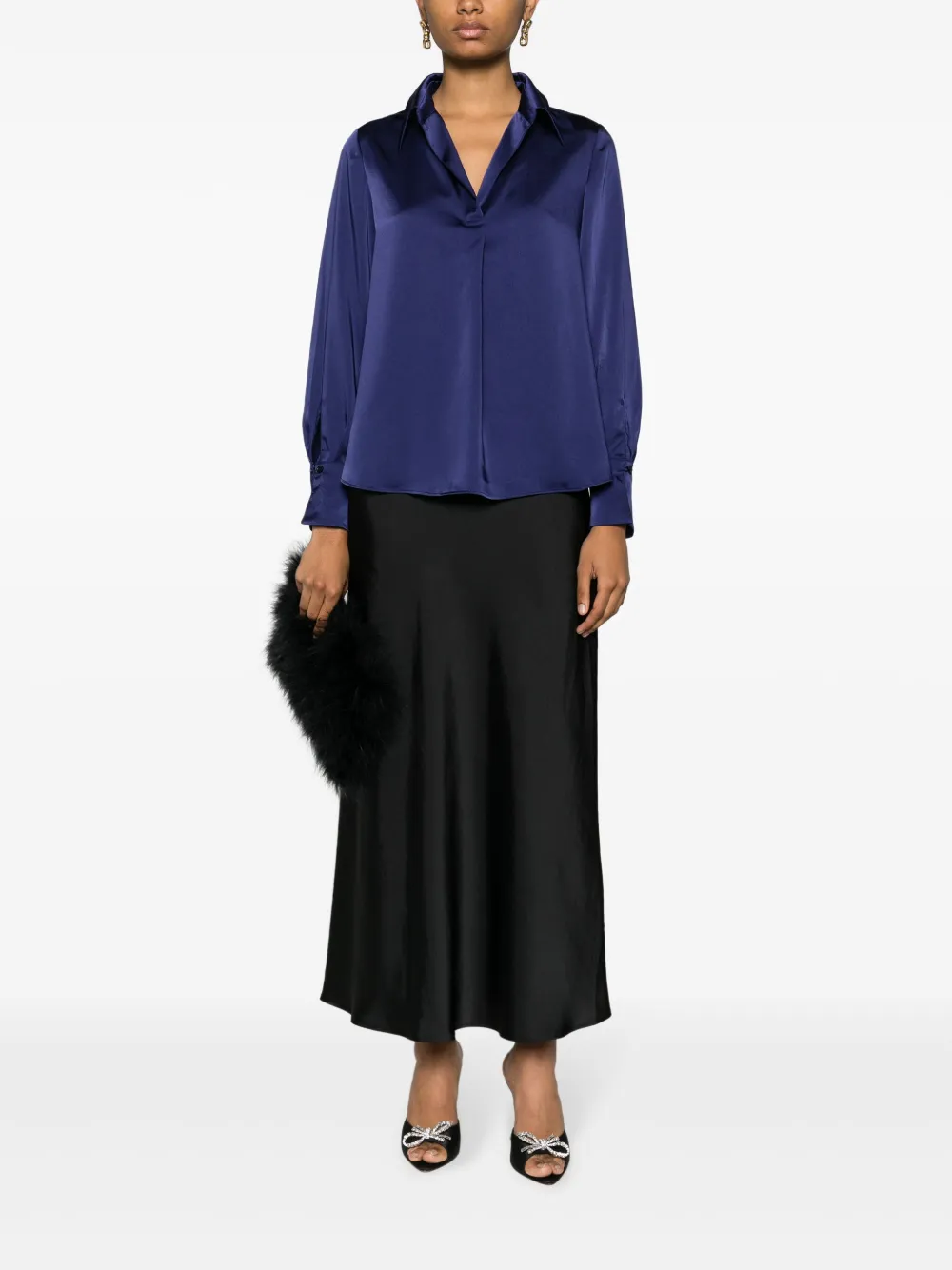 Claudie Pierlot Satijnen maxi-rok - Zwart