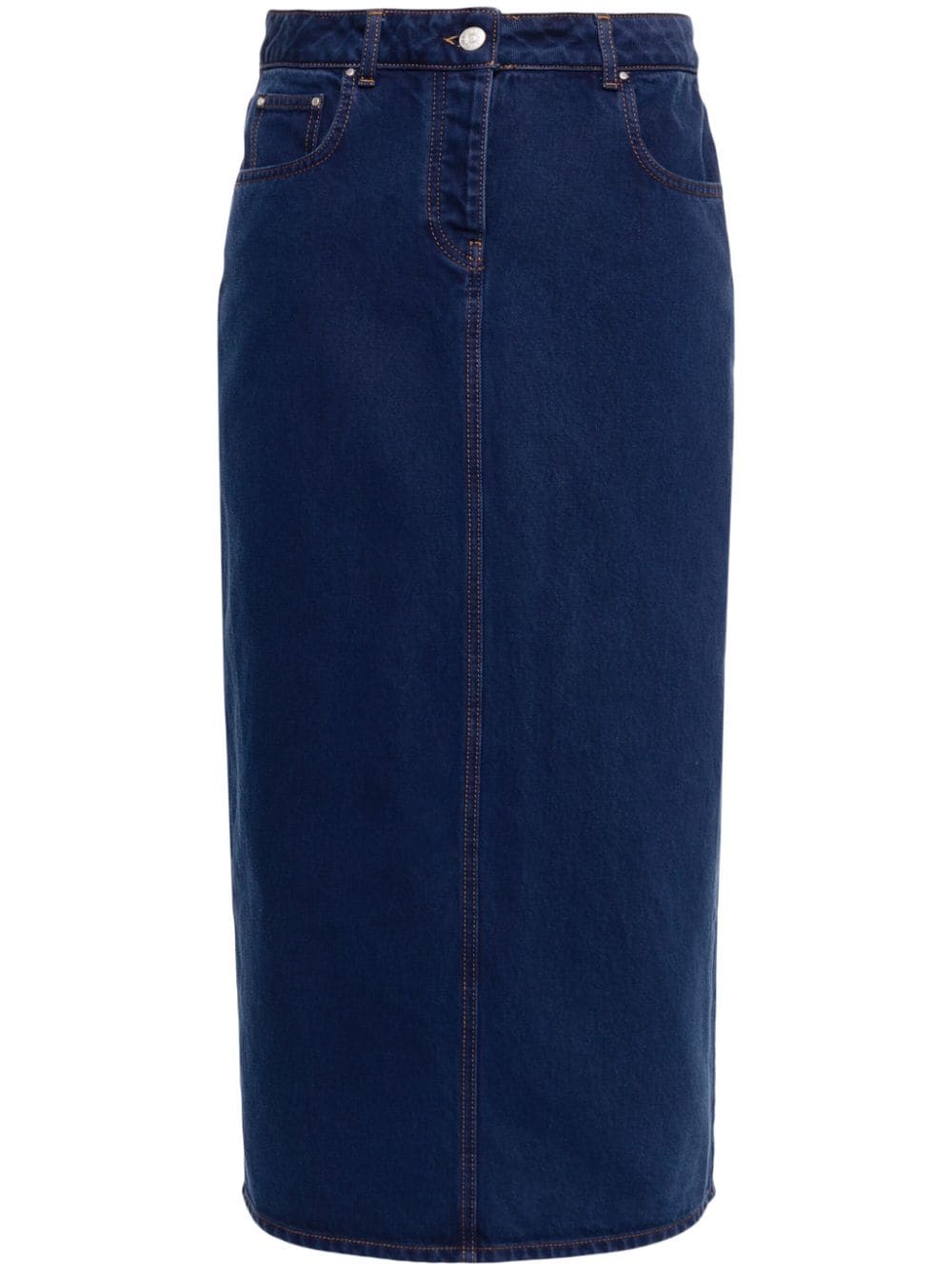 Claudie Pierlot Mid-rise Denim Midi Skirt In Denim_mid_blue