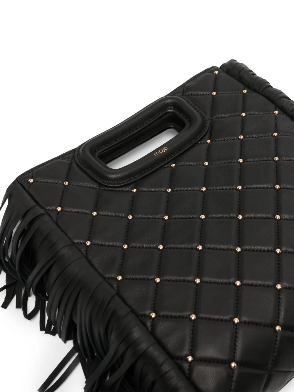 Shop Maje M Studded Leather Bag In Black