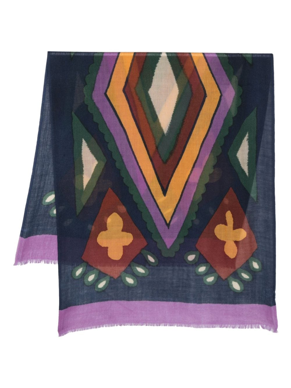 graphic-print wool scarf
