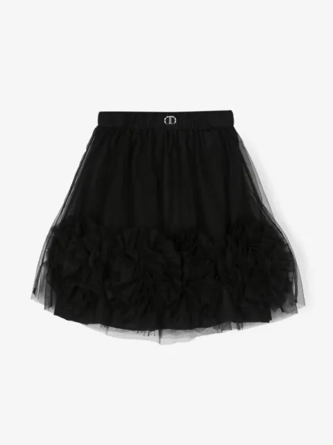 TWINSET Kids تنورة توتو بأبليكة ورد