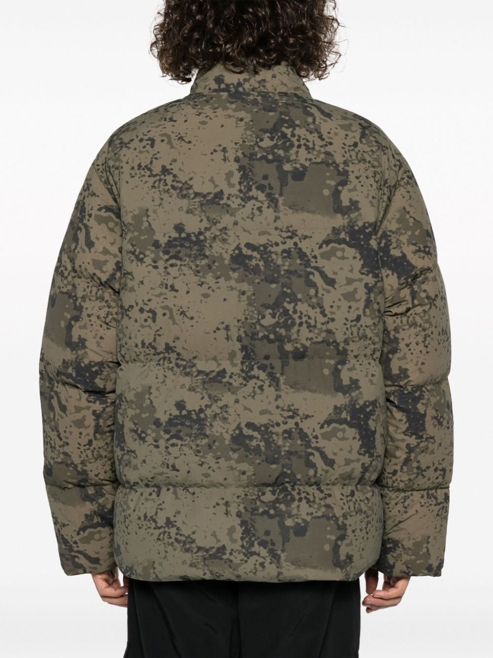 Shop Represent Logo-embroidered Camouflage Puffer Jacket In Green