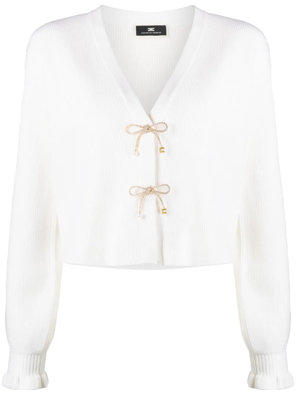 Elisabetta Franchi bow-detail rhinestone-embellished cardigan | Neutrals | Image 1