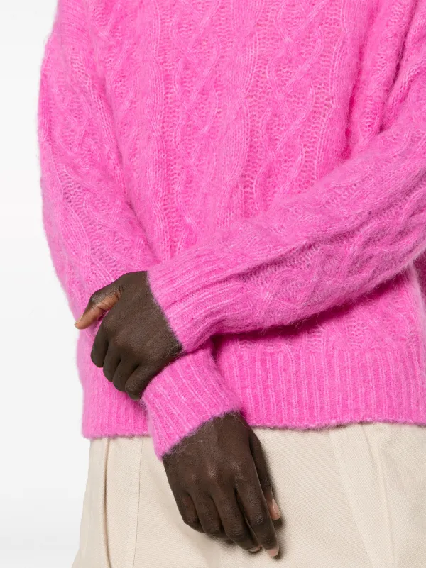 Hot pink clearance cable knit sweater