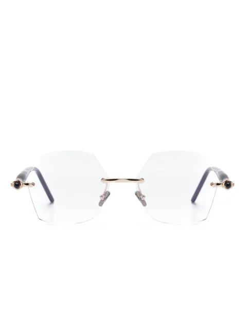 Kuboraum sculpted-arms geometric-frame glasses