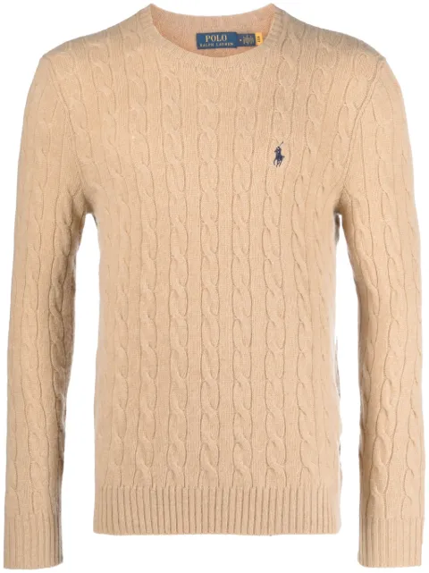 Polo Ralph Lauren suéter en tejido de ochos con logo bordado