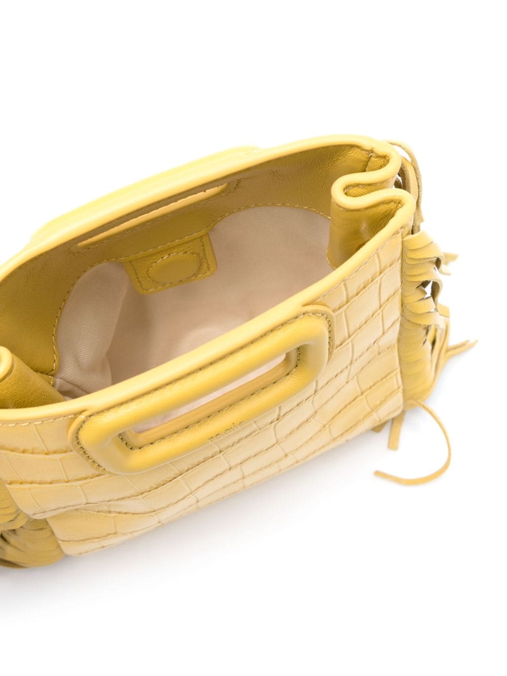 Shop Maje Crocodile-embossed Leather Crossbody Bag In Yellow