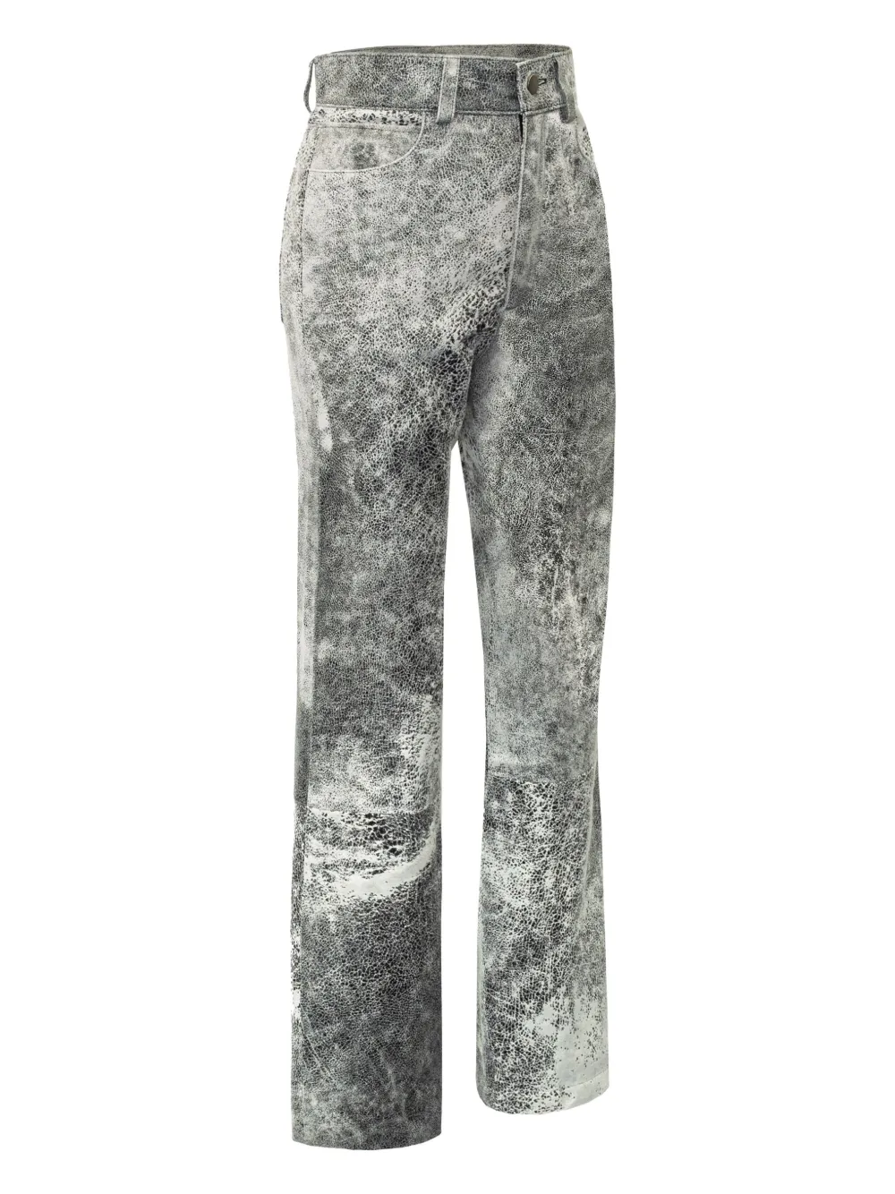 DANCASSAB Ruth leren broek met gerafeld effect Grijs