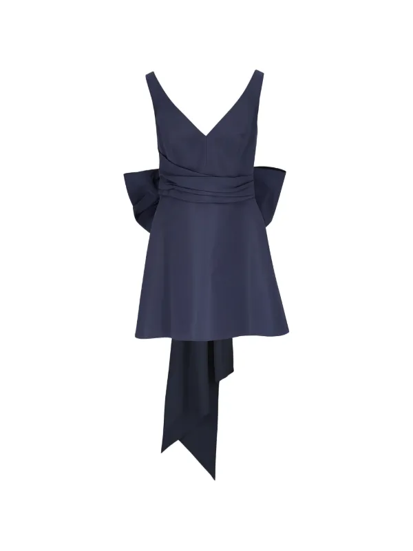 Carolina Herrera V-neck Bow Mini Dress in Blue