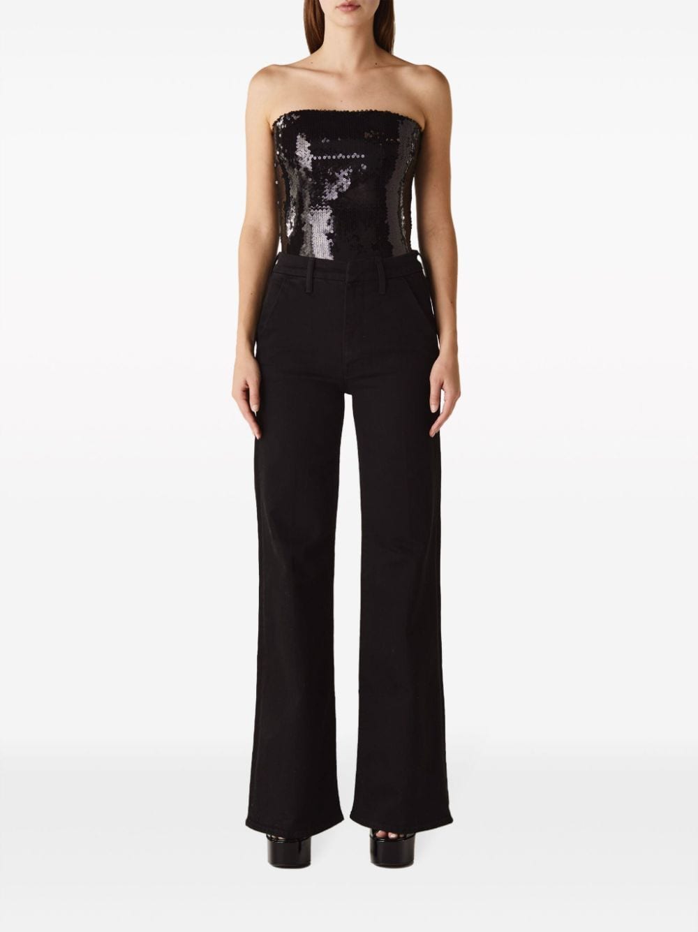 Alexandre Vauthier sequin-embellished strapless bodysuit - Zwart