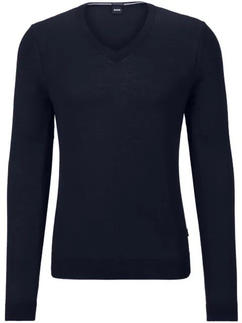 BOSS V-neck virgin wool jumper