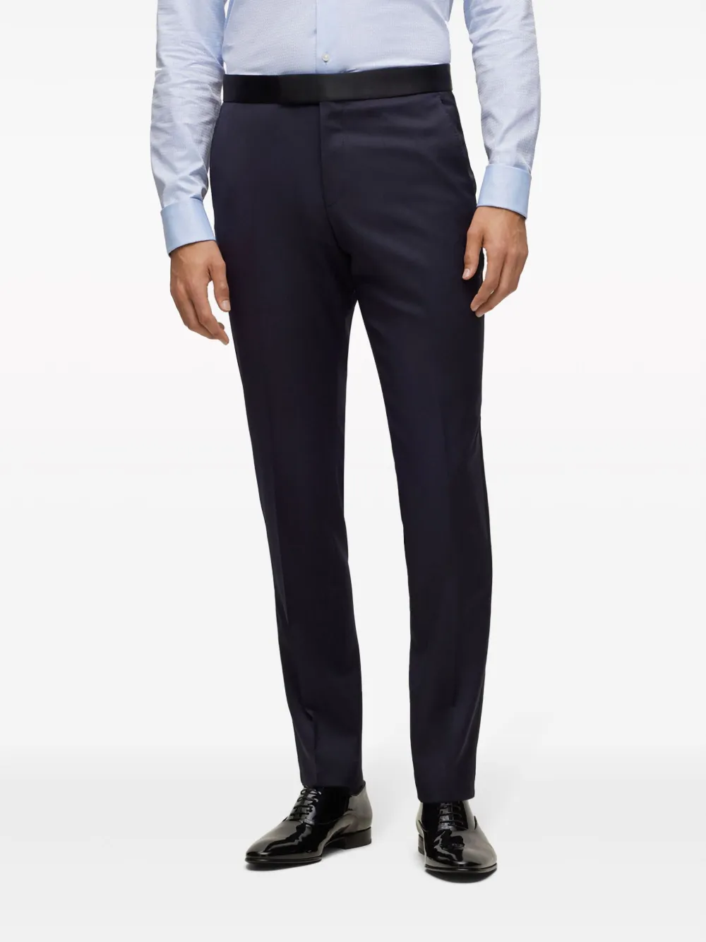 Hugo Boss Tailored Virgin Wool Trousers In Blue