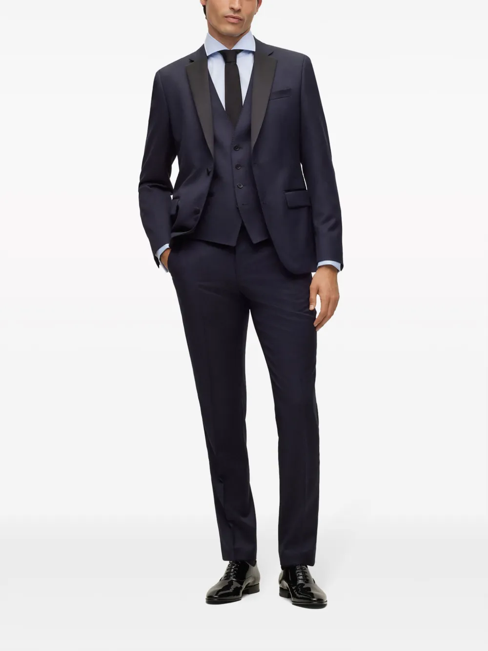 Hugo Boss Tailored Virgin Wool Trousers In Blue