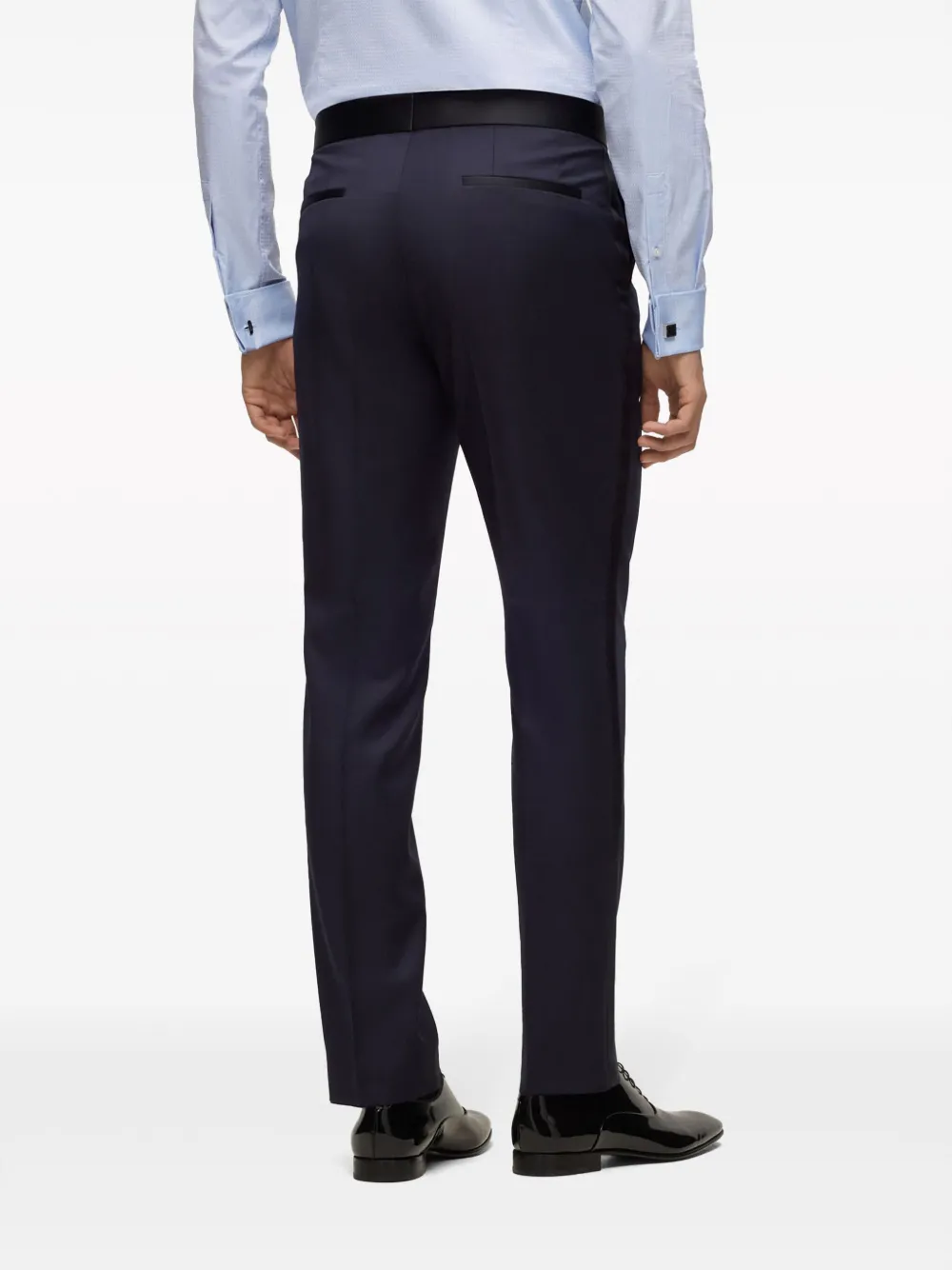 Hugo Boss Tailored Virgin Wool Trousers In Blue