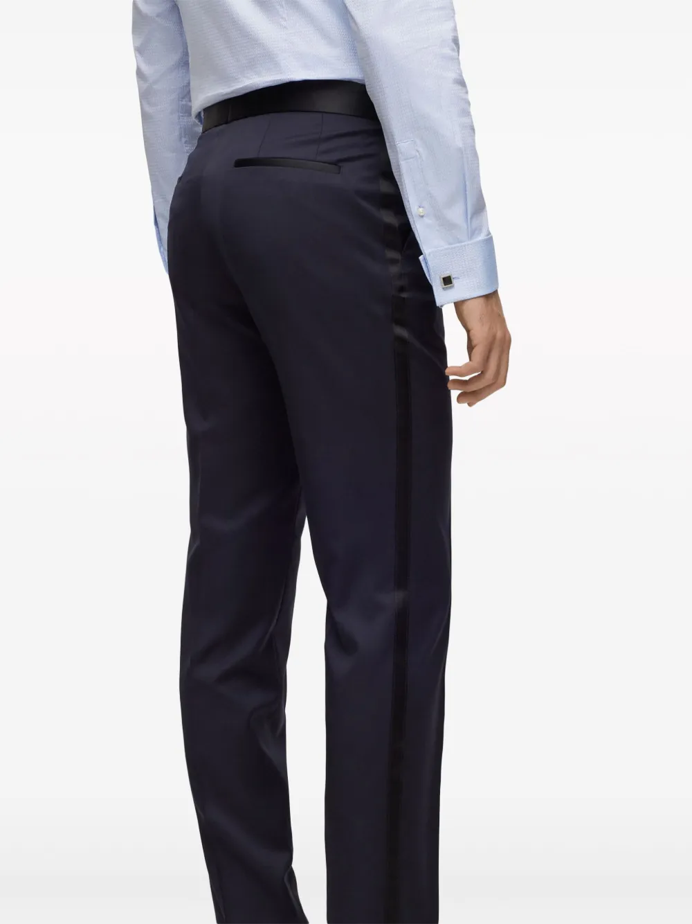 Hugo Boss Tailored Virgin Wool Trousers In Blue