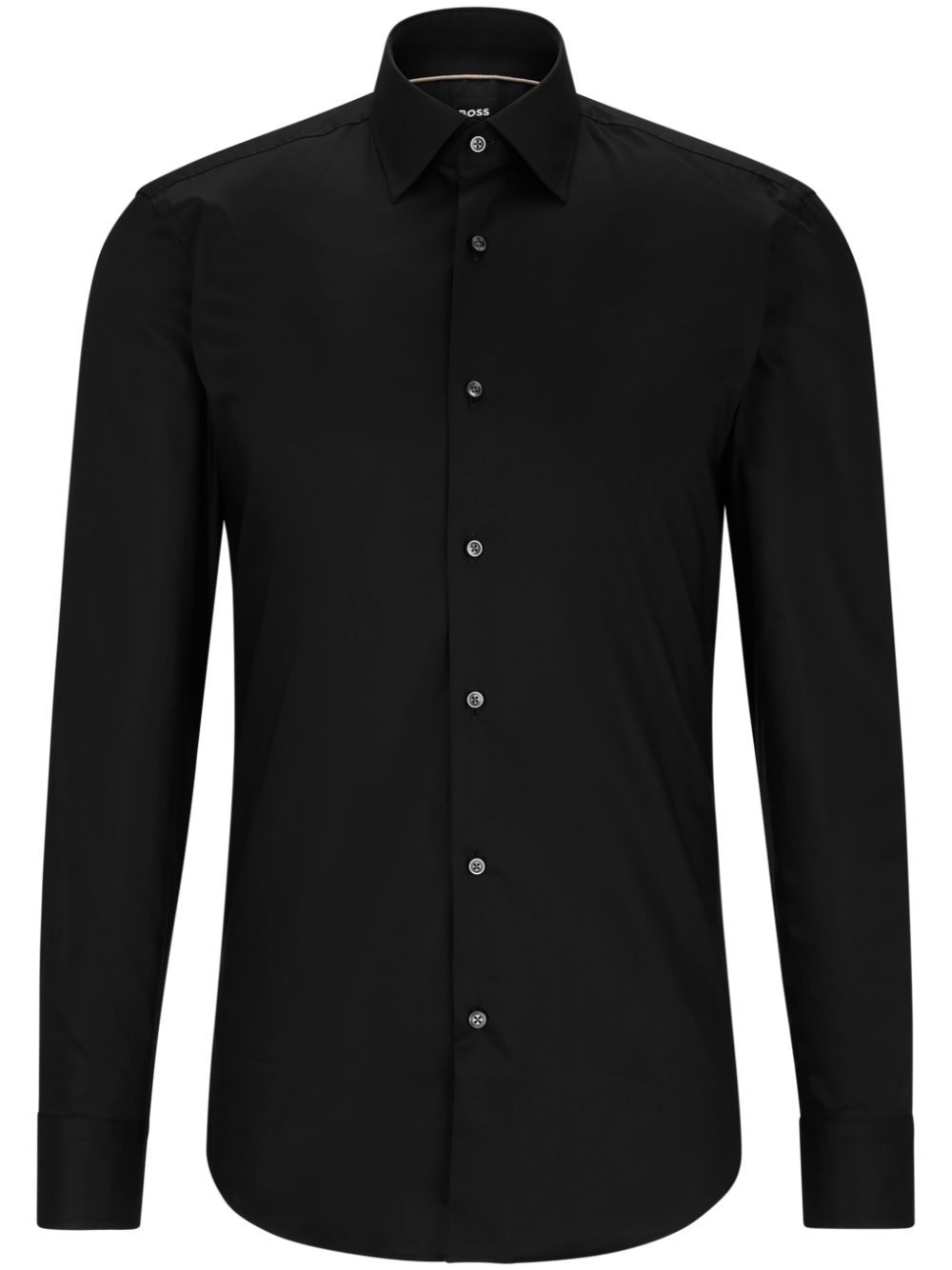 Shop Hugo Boss Long-sleeve Cotton Shirt In Black