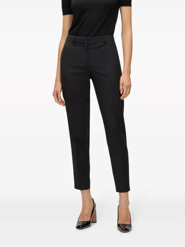 BOSS Virgin Wool Cropped Trousers Black FARFETCH IN