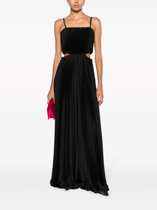 Alice Olivia square neck Sleeveless Pleated Jumpsuit Farfetch