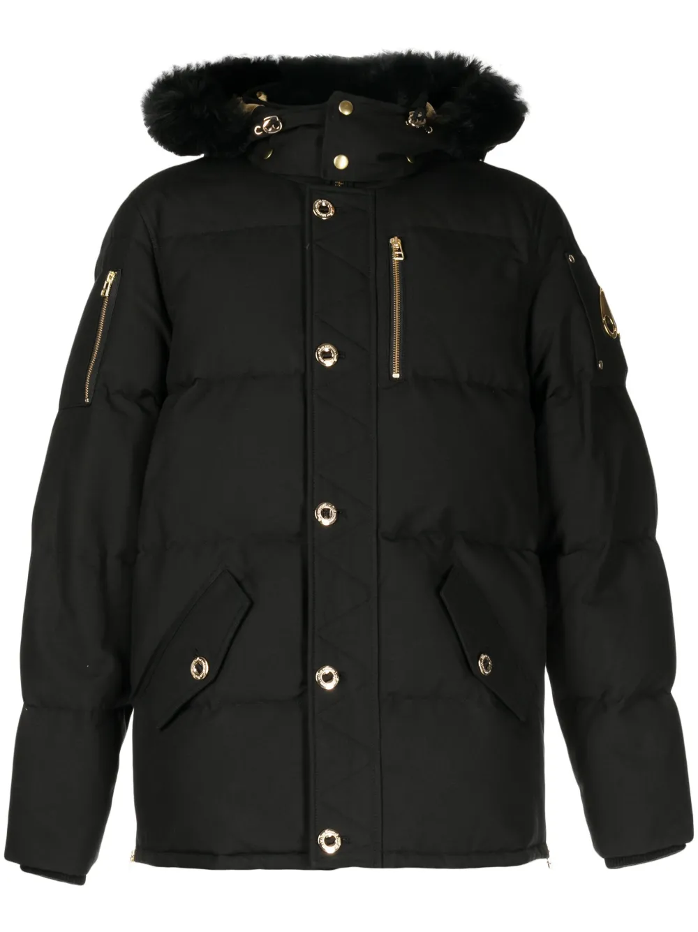 Moose Knuckles Original Ballistic Bomber Neoshear Down Jacket In Black