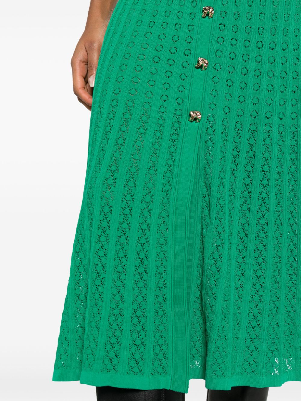 Shop Sandro Ribbed-knit Midi Dress In Green