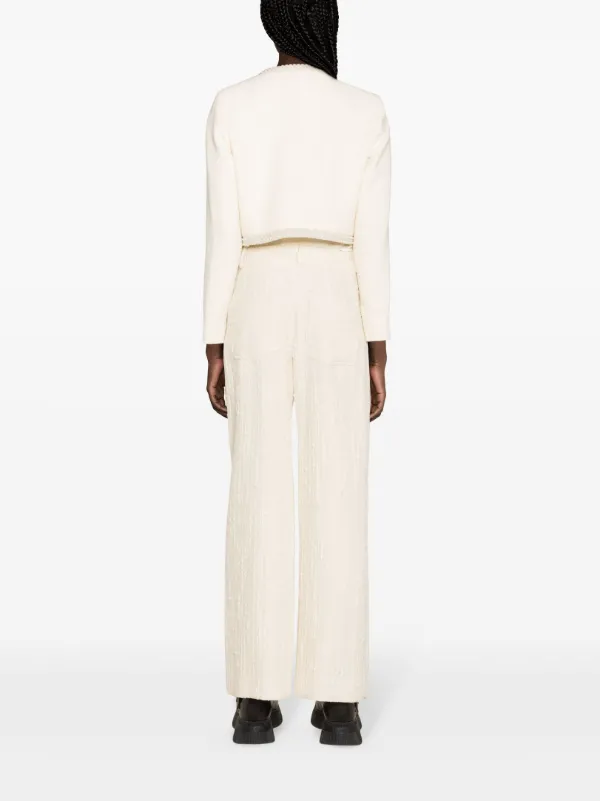 SANDRO Cropped Tweed Jacket Neutrals FARFETCH GE