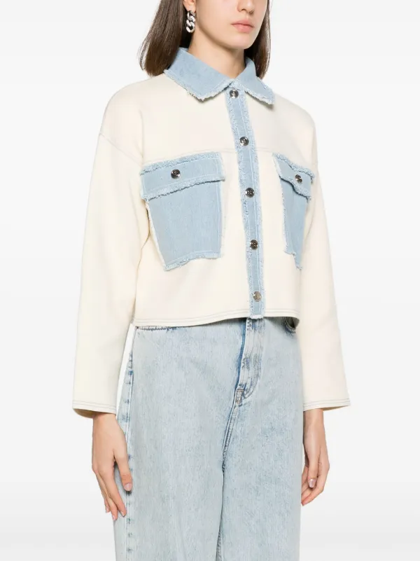 SANDRO two-tone Denim Jacket - Farfetch