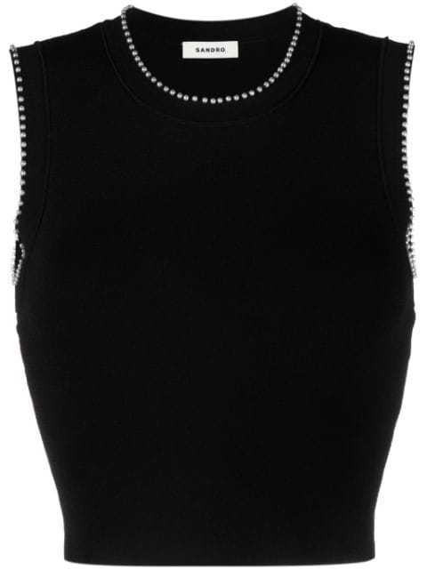 SANDRO faux-pearl embellished crop top