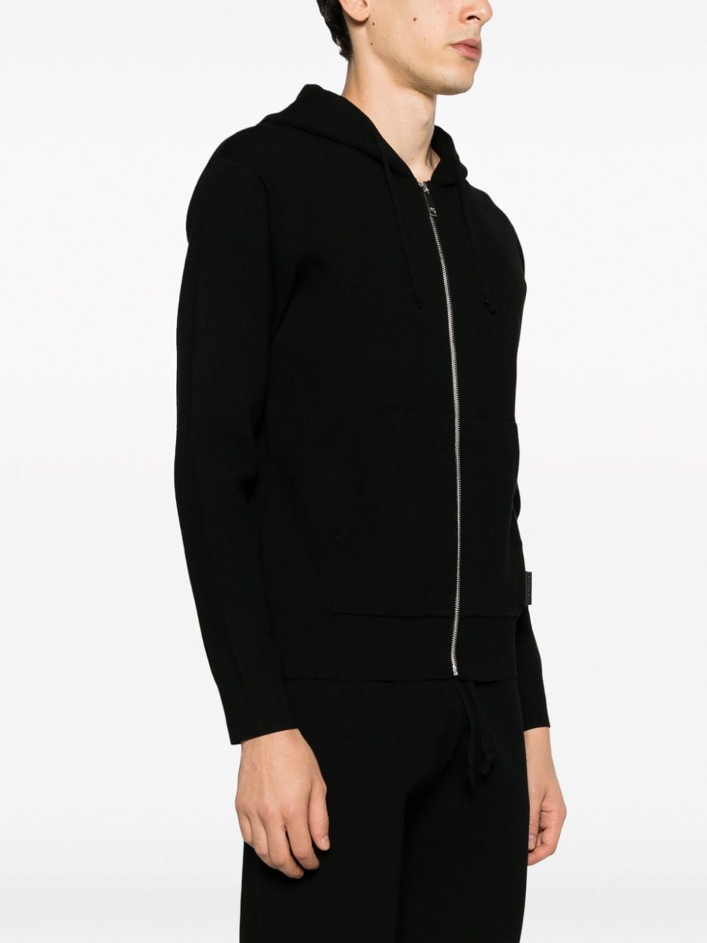 Shop Sandro Zip-up Long-sleeved Hoodie In Black
