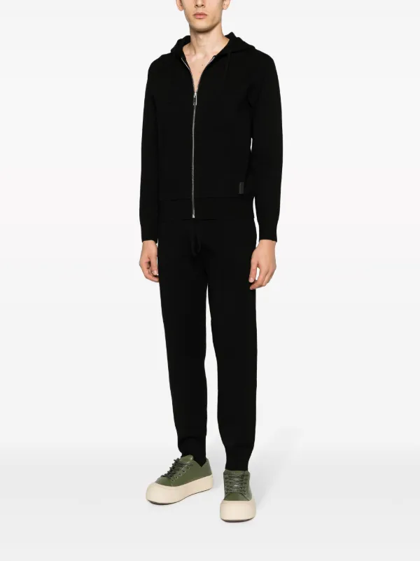 SANDRO zip-up long-sleeved Hoodie | Black | FARFETCH JO