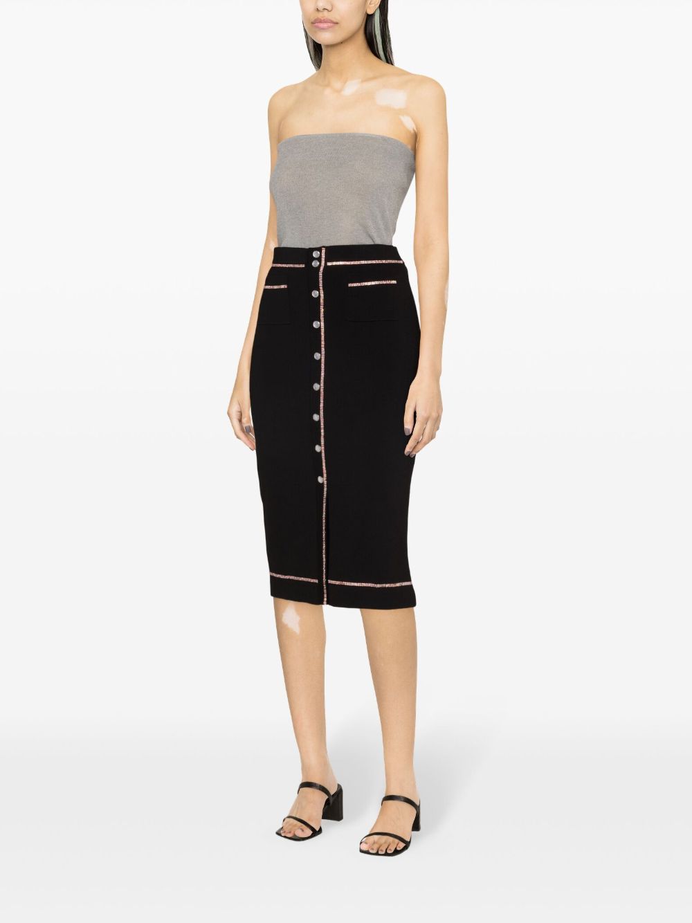 Shop Sandro Rhinestone-embellished Pencil Skirt In Black