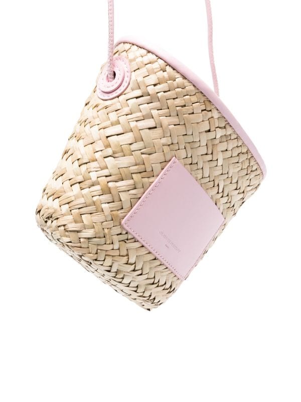 Claudie Pierlot logo patch Raffia Bucket Bag Farfetch