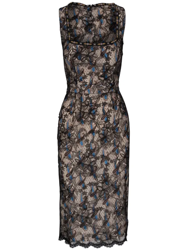 ETRO floral lace Sheath Midi Dress Farfetch