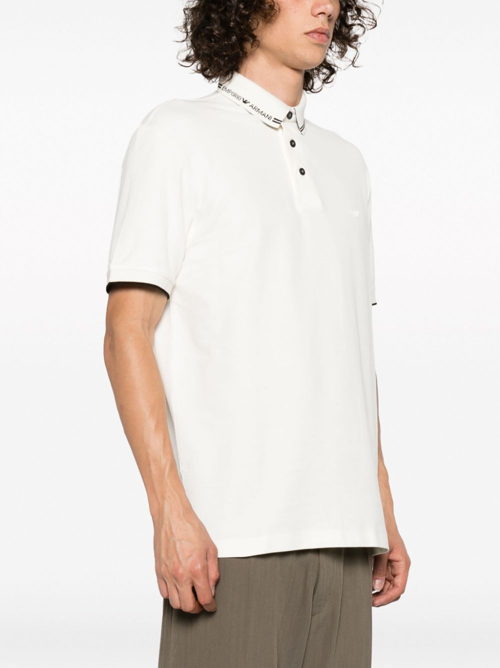 Emporio Armani logo-collar cotton polo shirt Men