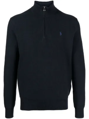 Polo Ralph Lauren Logo Patch half-zip Pullover | Black | FARFETCH