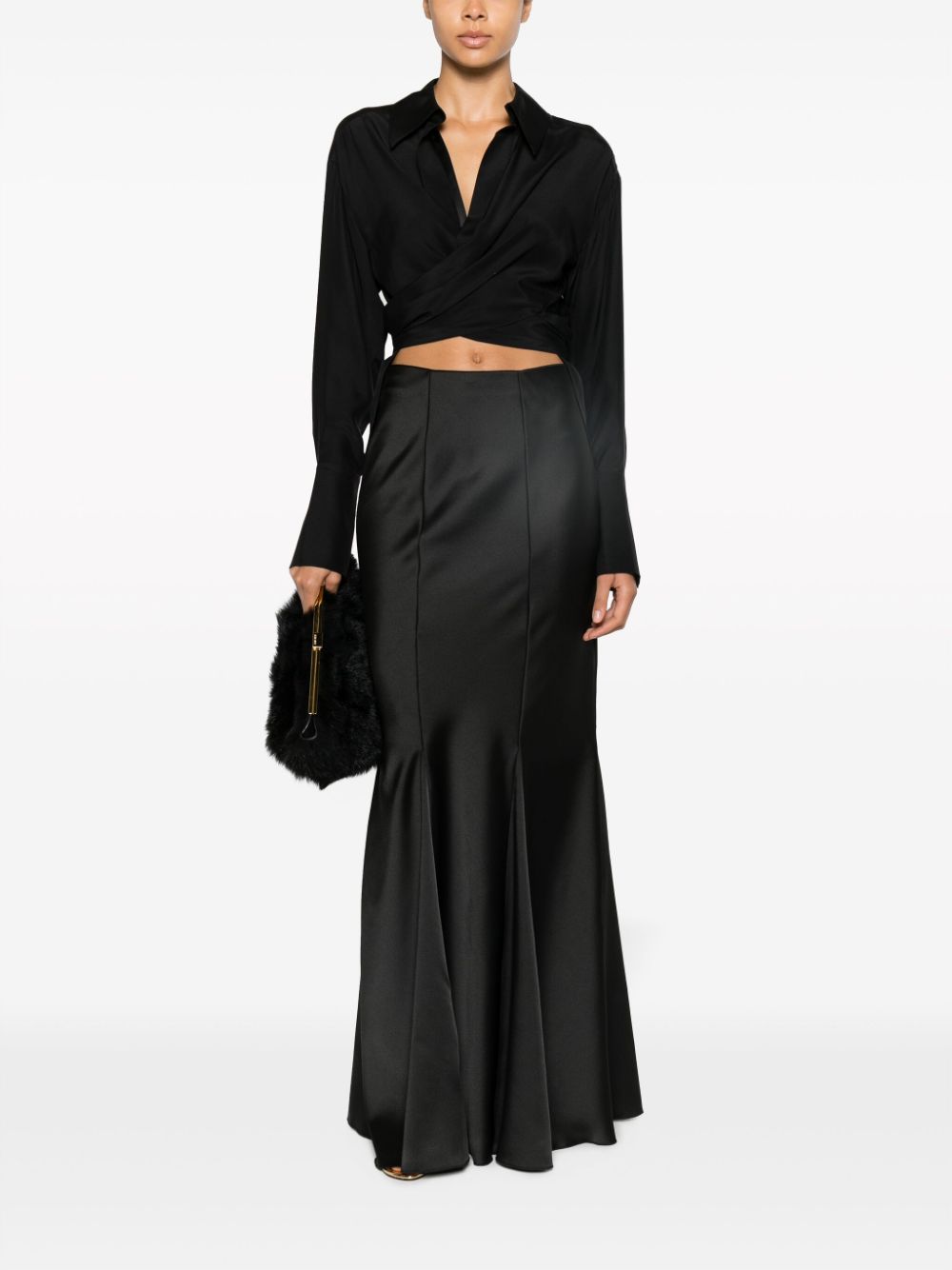 ERMANNO FIRENZE Maxi-rok met fishtail - Zwart