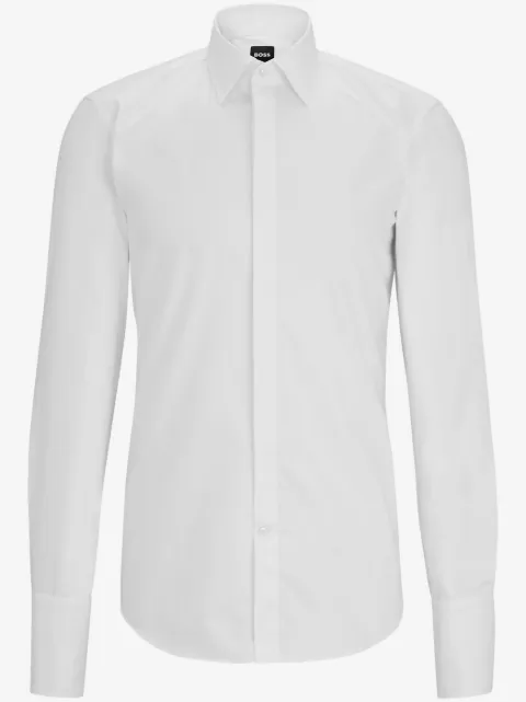 BOSS slim-fit dress shirt in easy-iron stretch cotton