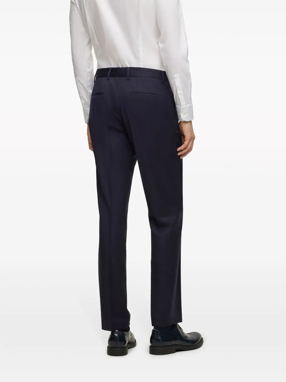 Shop Hugo Boss Pressed-crease Tailored Trousers In Blue