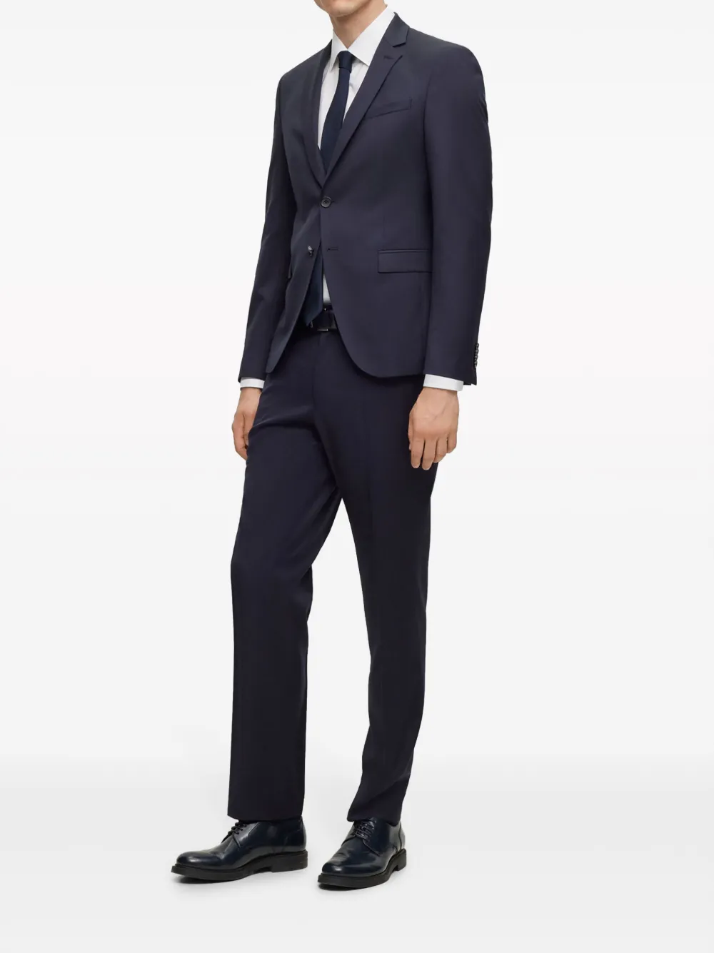 Shop Hugo Boss Pressed-crease Tailored Trousers In Blue