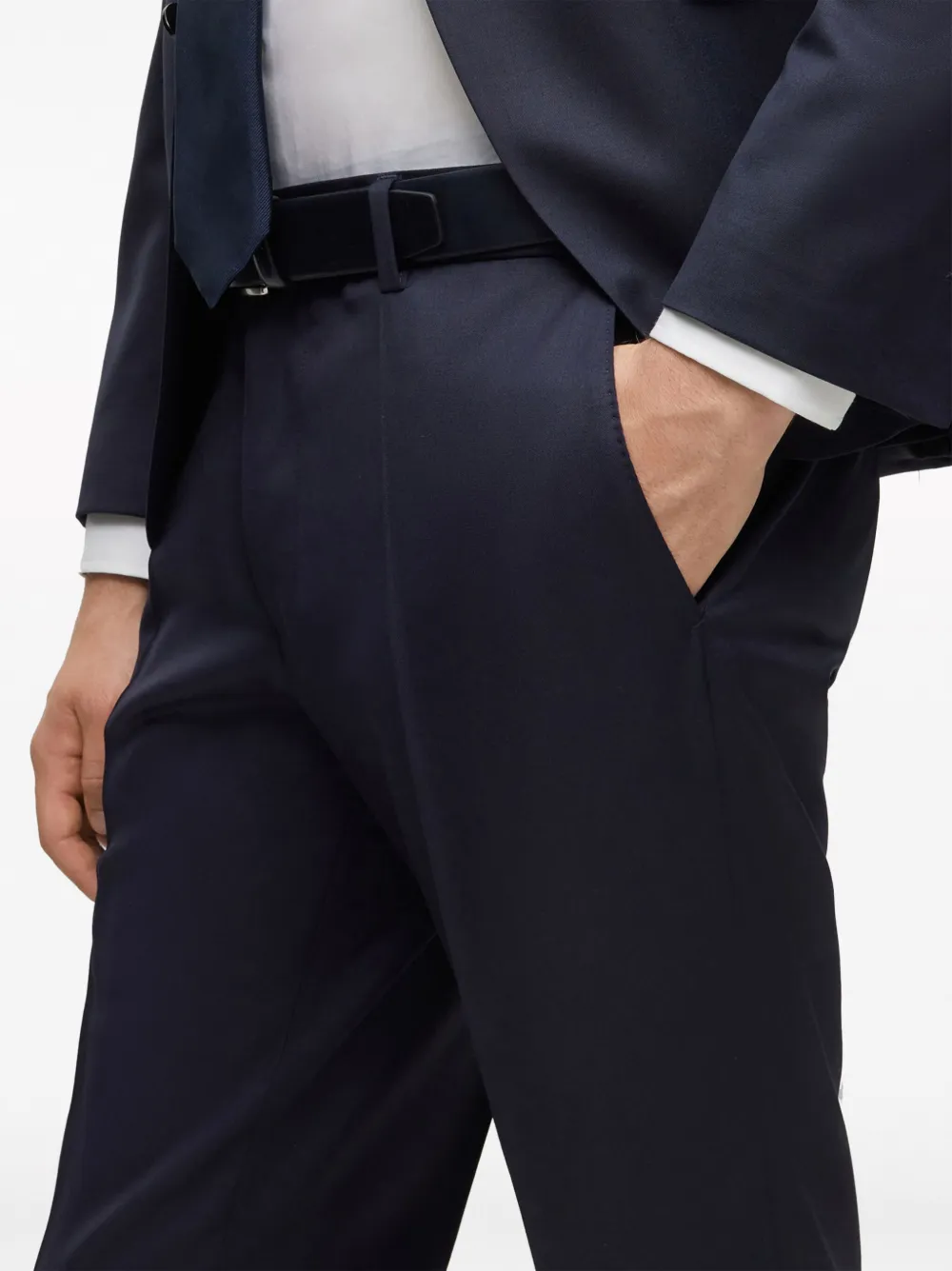Shop Hugo Boss Pressed-crease Tailored Trousers In Blue