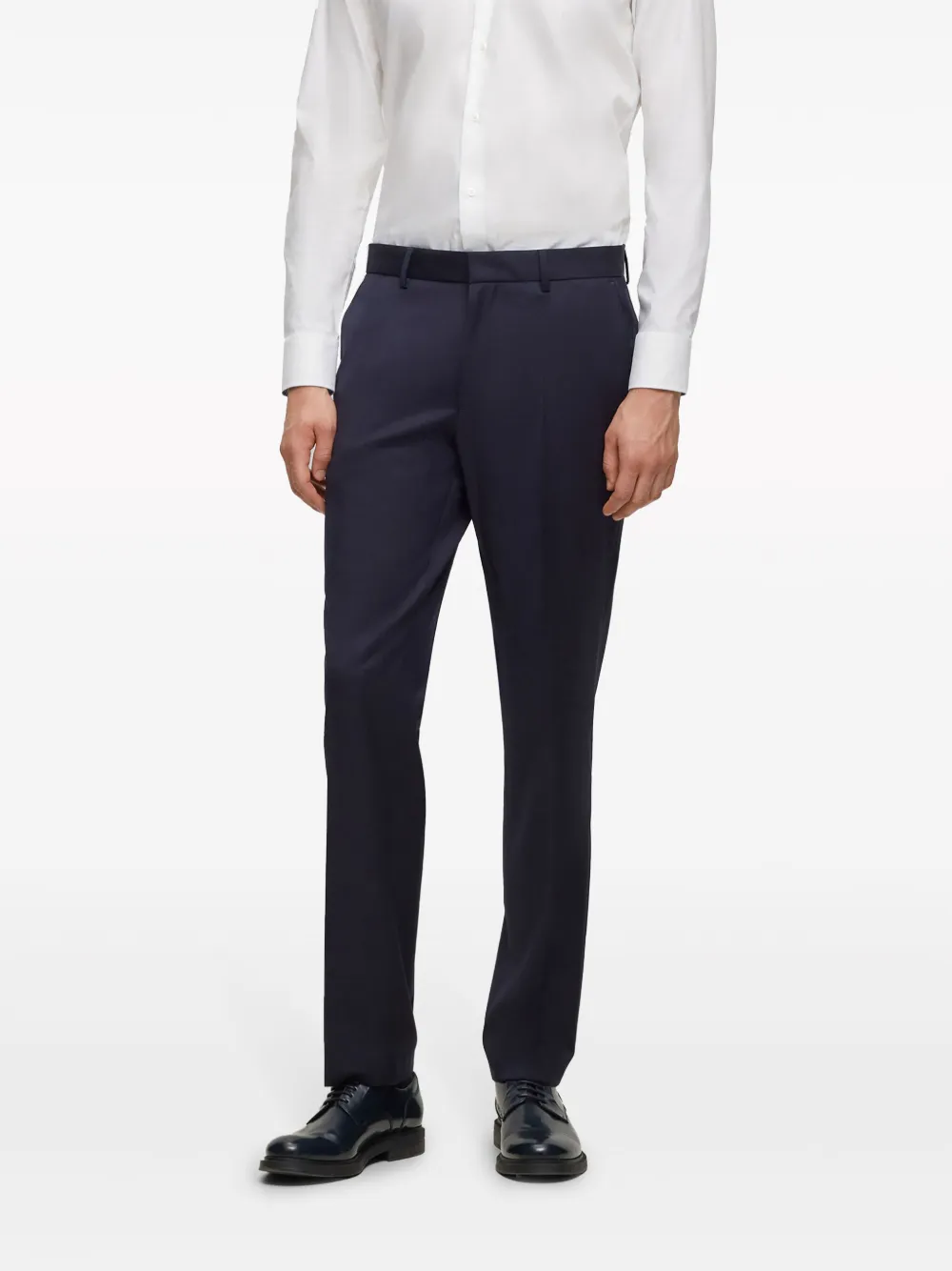 Shop Hugo Boss Pressed-crease Tailored Trousers In Blue