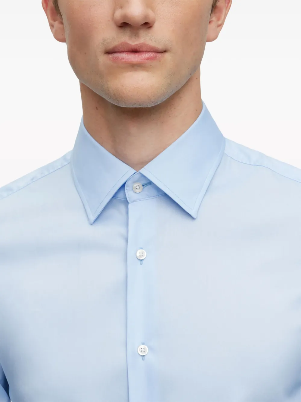 Shop Hugo Boss Long-sleeve Cotton Shirt In Blue